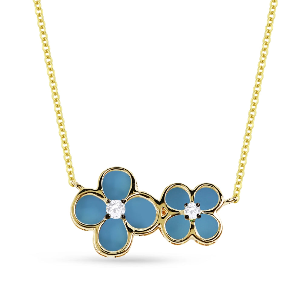 Madison L 14K Yellow Gold Turquoise Flower Necklace - style N1494TQY