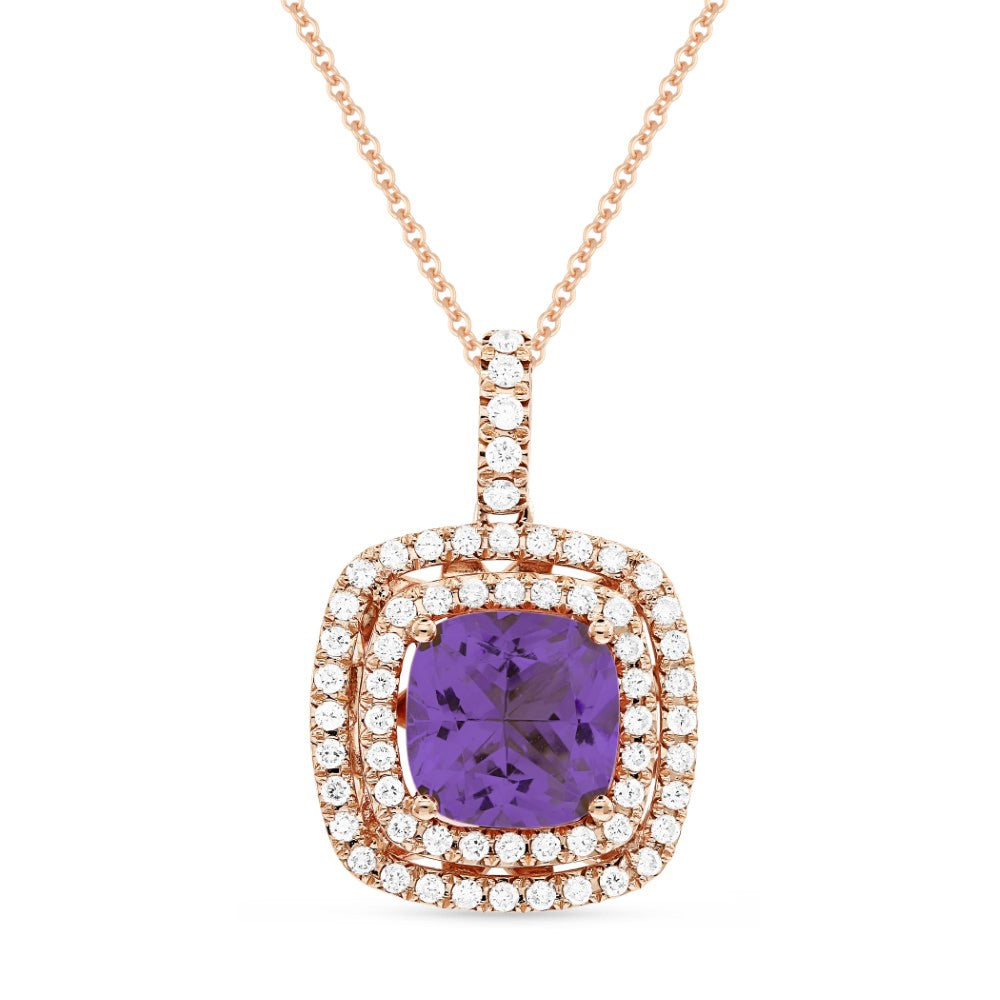 Madison L 14K Rose Gold Amethyst Cushion Pendant - style N1499AMP