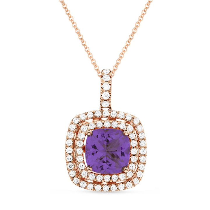 Madison L 14K Rose Gold Amethyst Cushion Pendant - style N1499AMP