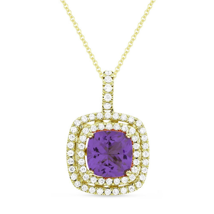 Madison L 14K Yellow Gold Amethyst Cushion Pendant - style N1499AMY