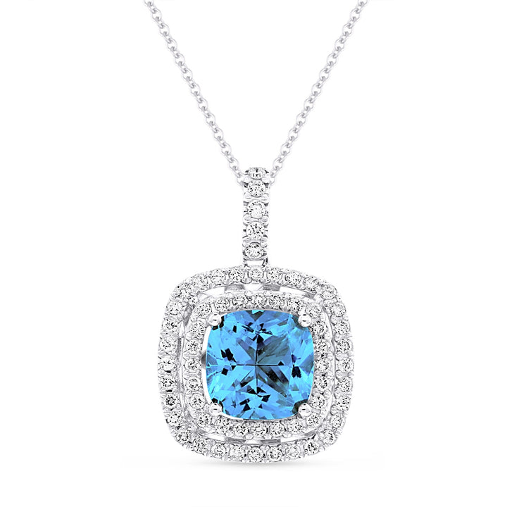 Madison L 14K White Gold Blue Topaz Cushion Pendant - style N1499BTW