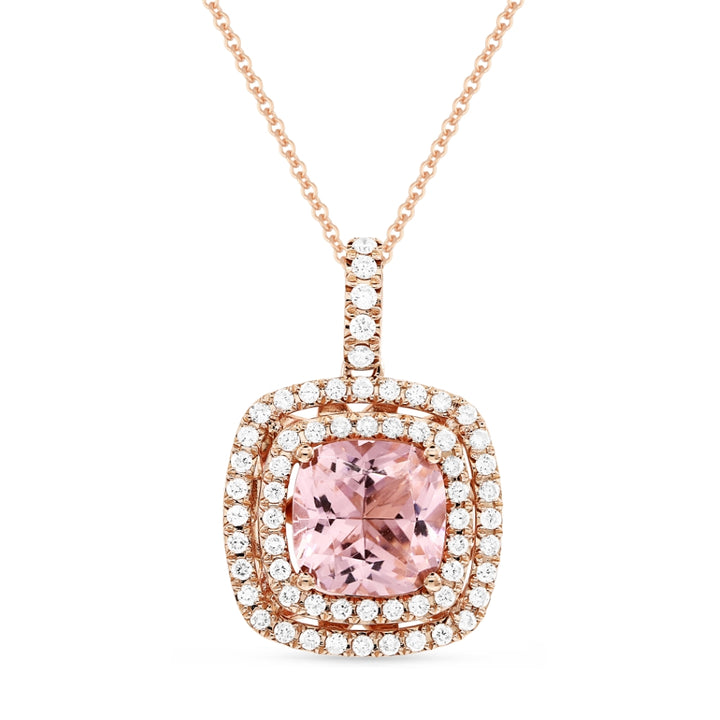 Madison L 14K Rose Gold Created Morganite Cushion Pendant - style N1499CMGP