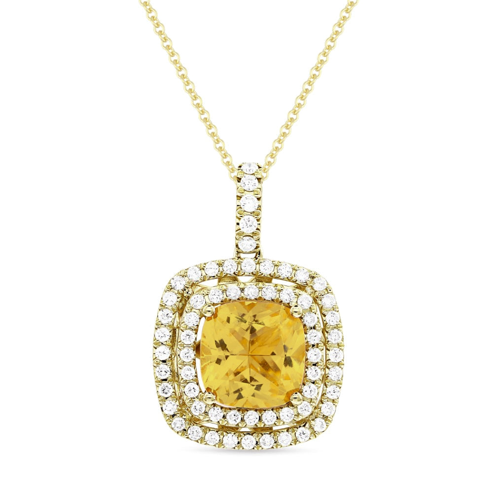 Madison L 14K Yellow Gold Citrine Cushion Pendant - style N1499CTY