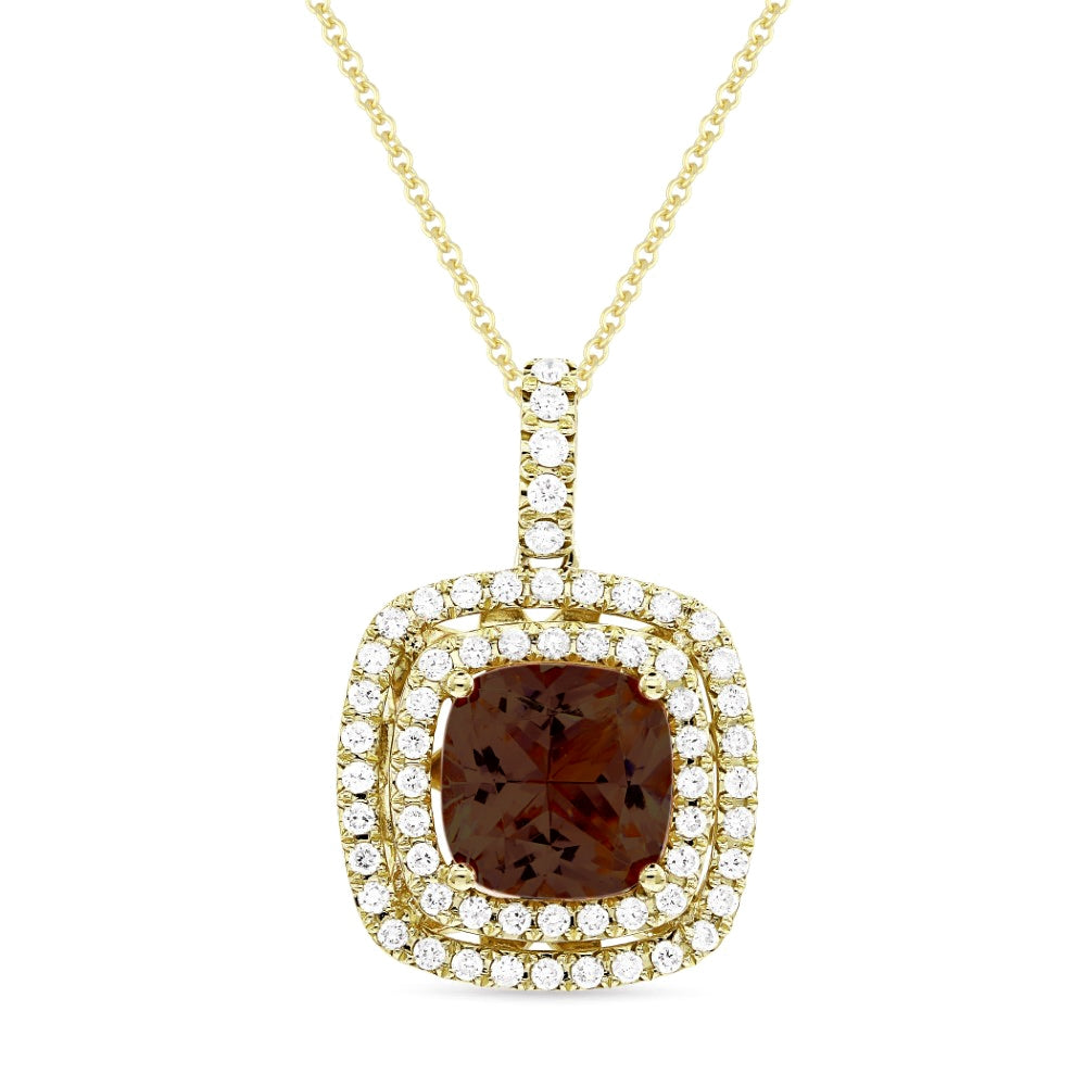 Madison L 14K Yellow Gold Garnet Cushion Pendant - style N1499GAY