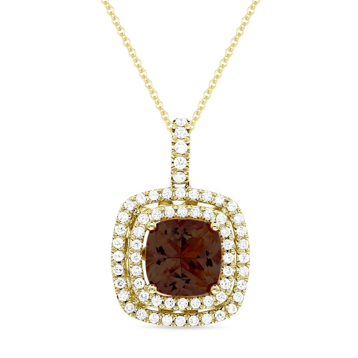 Madison L 14K Yellow Gold Garnet Cushion Pendant - style N1499GAY