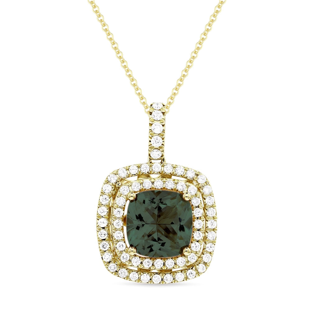 Madison L 14K Yellow Gold Created Green Spinel Cushion Pendant - style N1499GSY