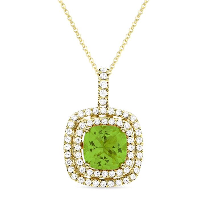 Madison L 14K Yellow Gold Peridot Cushion Pendant - style N1499PRY