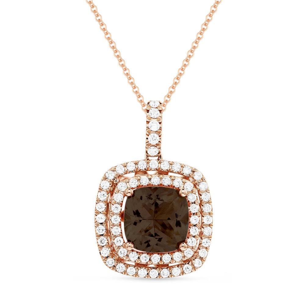 Madison L 14K Rose Gold Smokey Topaz Cushion Pendant - style N1499SMP