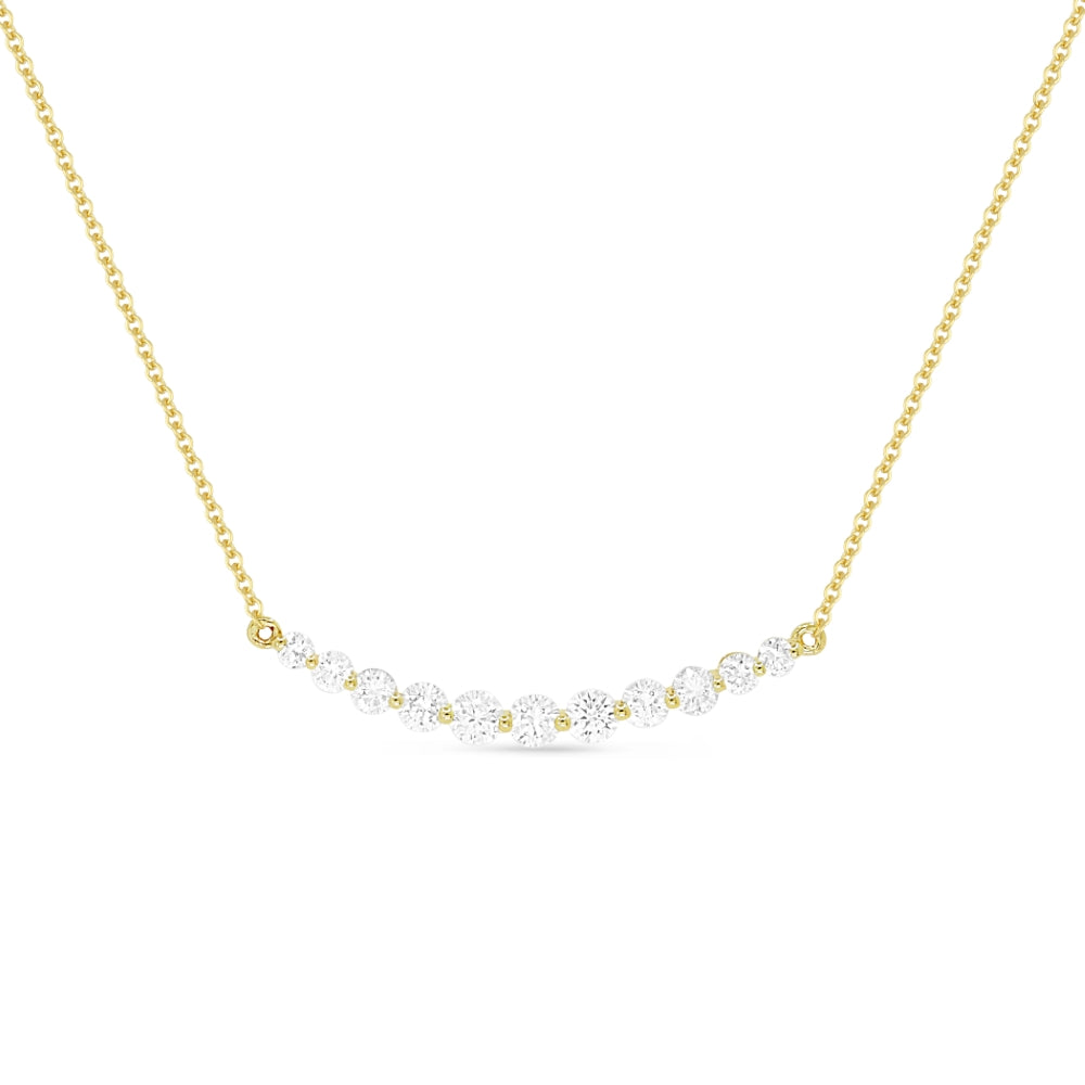 Madison L 14K Yellow Gold Diamond Bar Necklace - style N1501Y