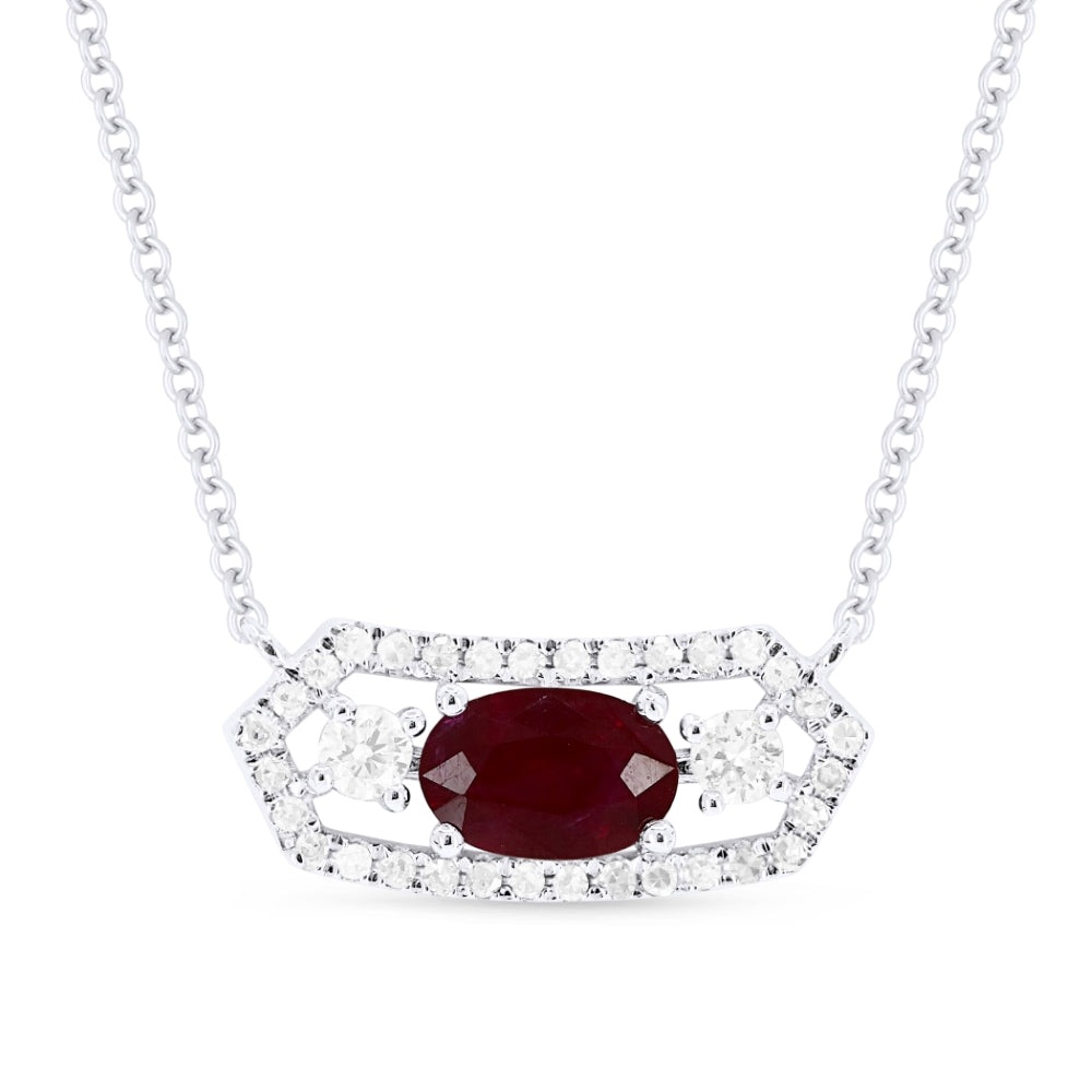 Madison L 14K White Gold Ruby Bar Necklace - style N1512RUW