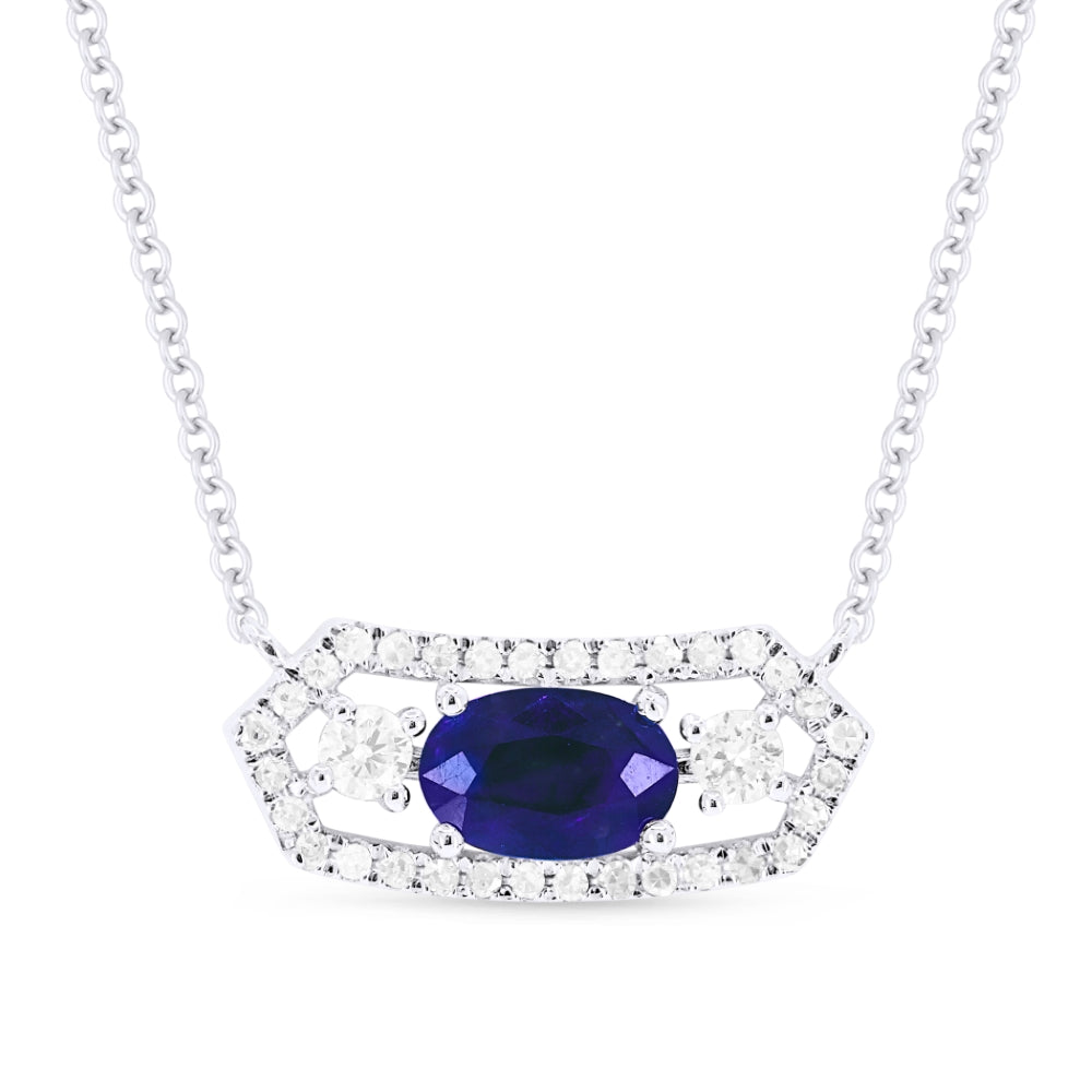 Madison L 14K White Gold Sapphire Bar Necklace - style N1512SAW