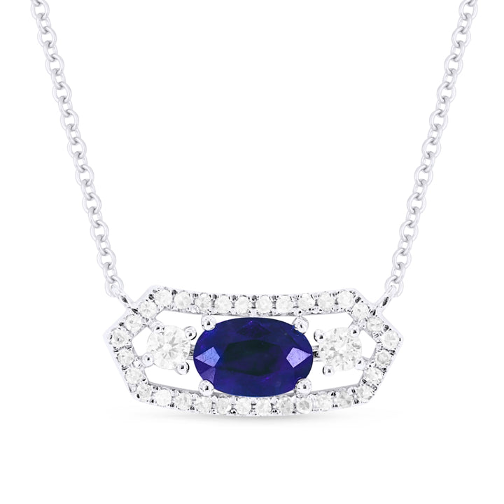 Madison L 14K White Gold Sapphire Bar Necklace - style N1512SAW
