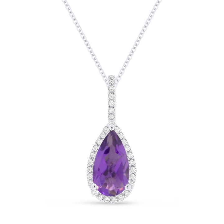 Madison L 14K White Gold Amethyst Pear Pendant - style N1530AMW