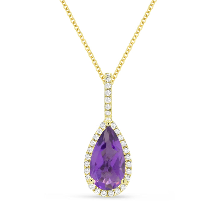 Madison L 14K Yellow Gold Amethyst Pear Pendant - style N1530AMY