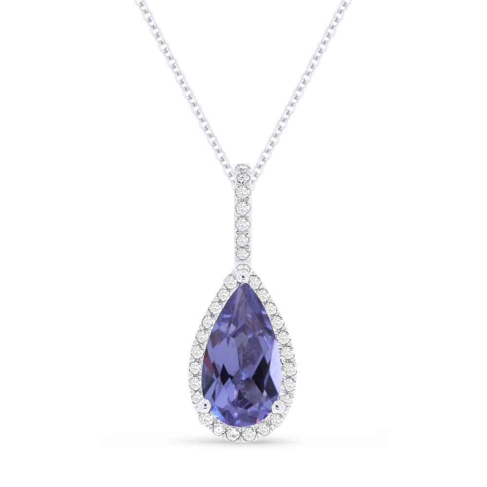 Madison L 14K White Gold Created Alexandrite Pear Pendant - style N1530AXW