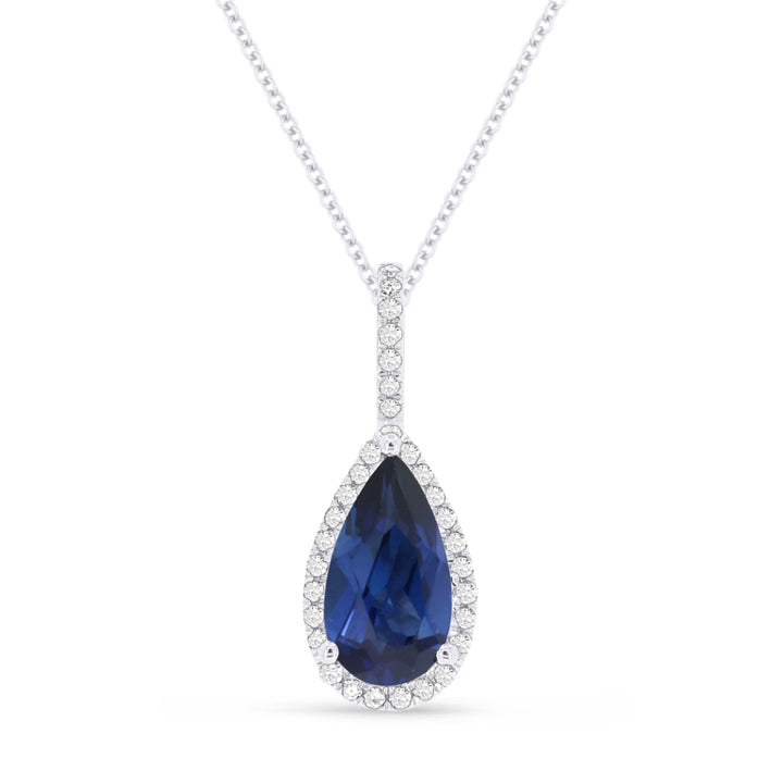 Madison L 14K White Gold Created Sapphire Pear Pendant - style N1530BCW