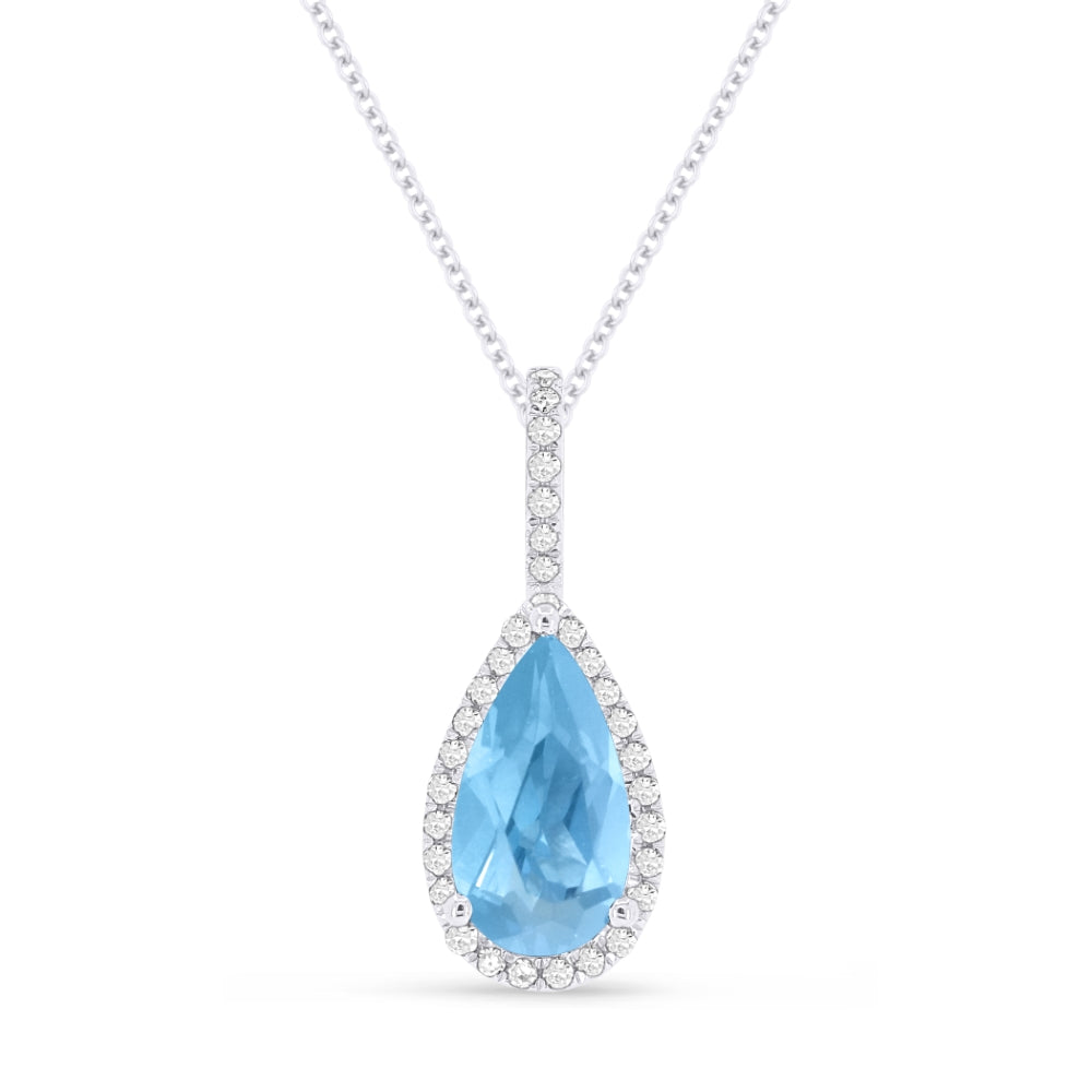 Madison L 14K White Gold Blue Topaz Pear Pendant - style N1530BTW