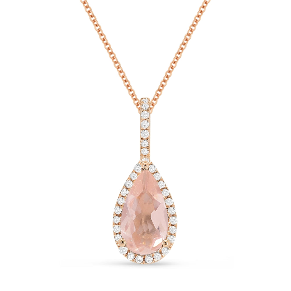 Madison L 14K Rose Gold Created Morganite Pear Pendant - style N1530CMGP