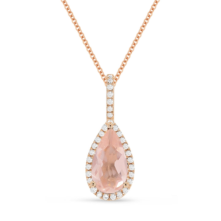 Madison L 14K Rose Gold Created Morganite Pear Pendant - style N1530CMGP