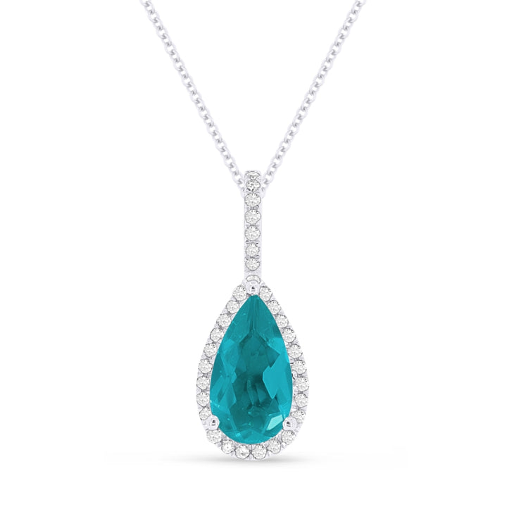 Madison L 14K White Gold Created Tourmaline Paraiba Pear Pendant - style N1530CPARW