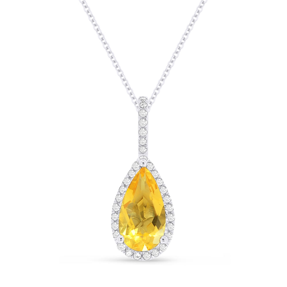 Madison L 14K White Gold Citrine Pear Pendant - style N1530CTW