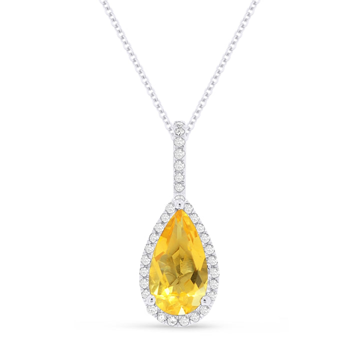 Madison L 14K White Gold Citrine Pear Pendant - style N1530CTW