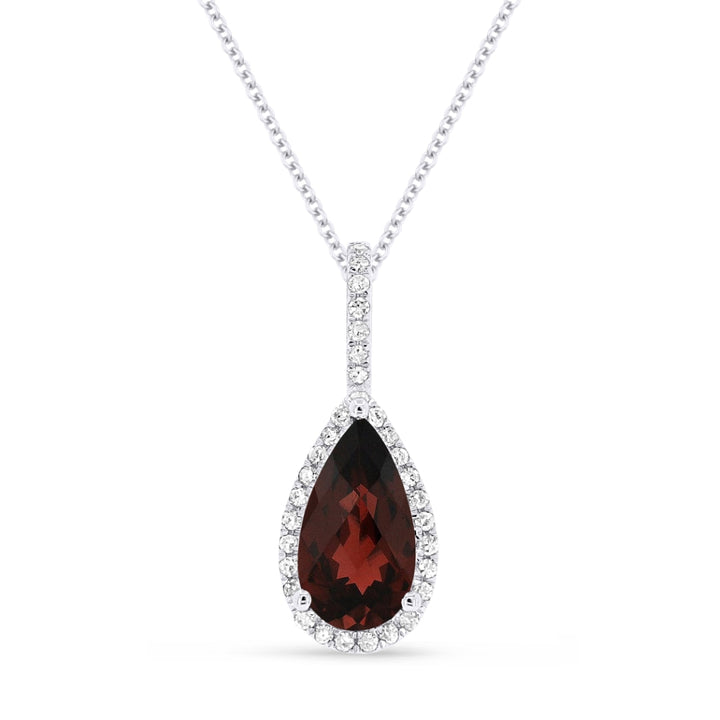Madison L 14K White Gold Garnet Pear Pendant - style N1530GAW