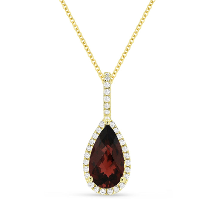 Madison L 14K Yellow Gold Garnet Pear Pendant - style N1530GAY
