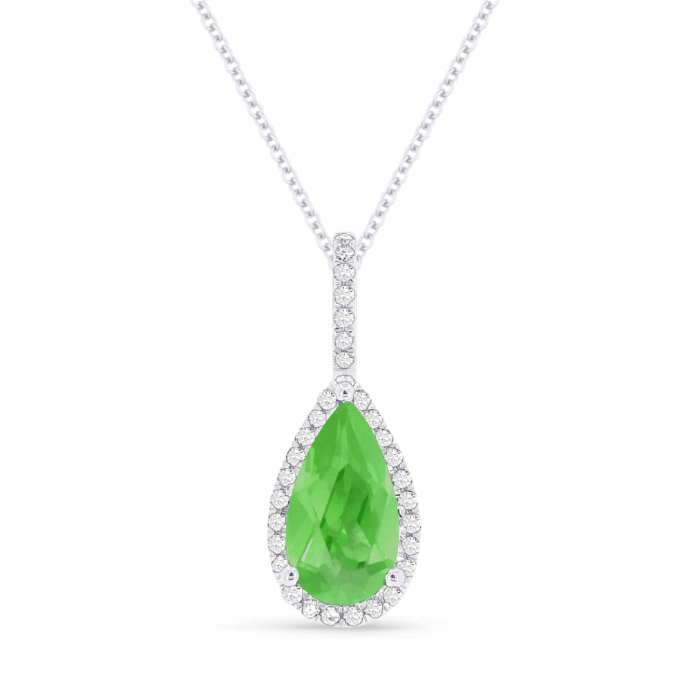 Madison L 14K White Gold Created Emerald Pear Pendant - style N1530GCW