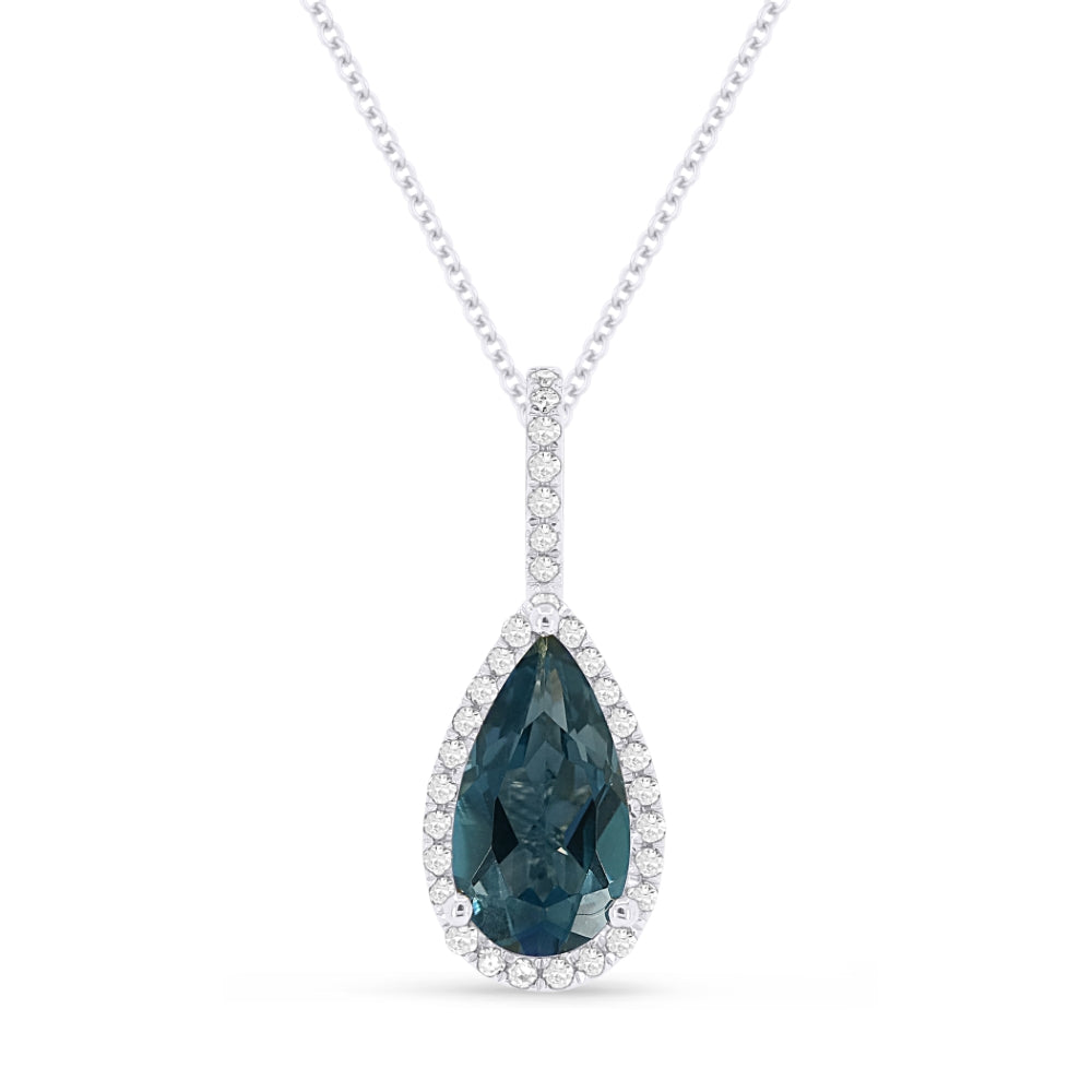 Madison L 14K White Gold London Blue Topaz Pear Pendant - style N1530LBTW