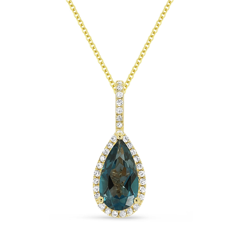Madison L 14K Yellow Gold London Blue Topaz Pear Pendant - style N1530LBTY
