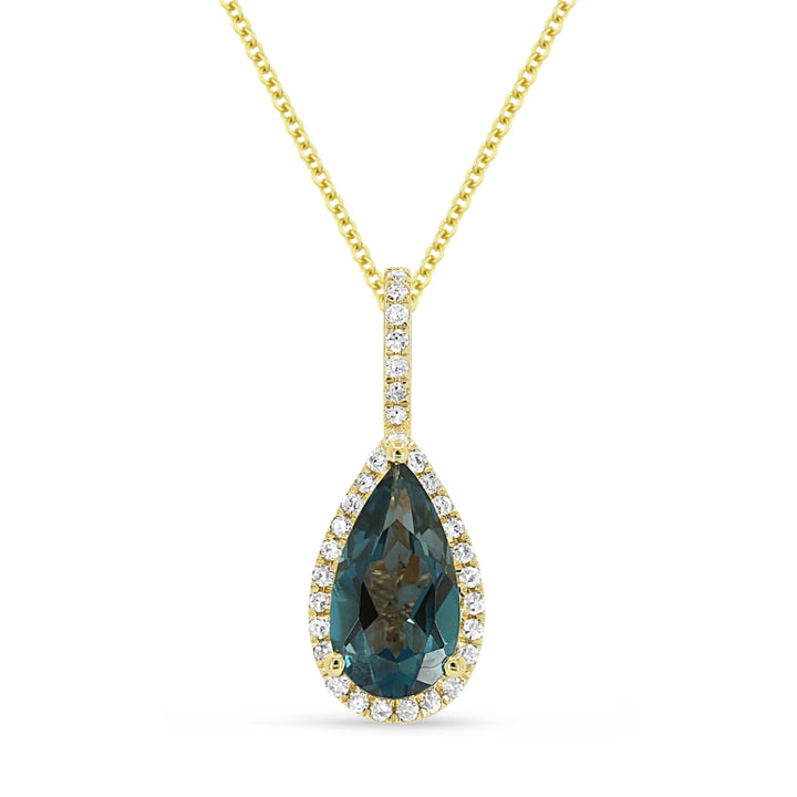 Madison L 14K Yellow Gold London Blue Topaz Pear Pendant - style N1530LBTY