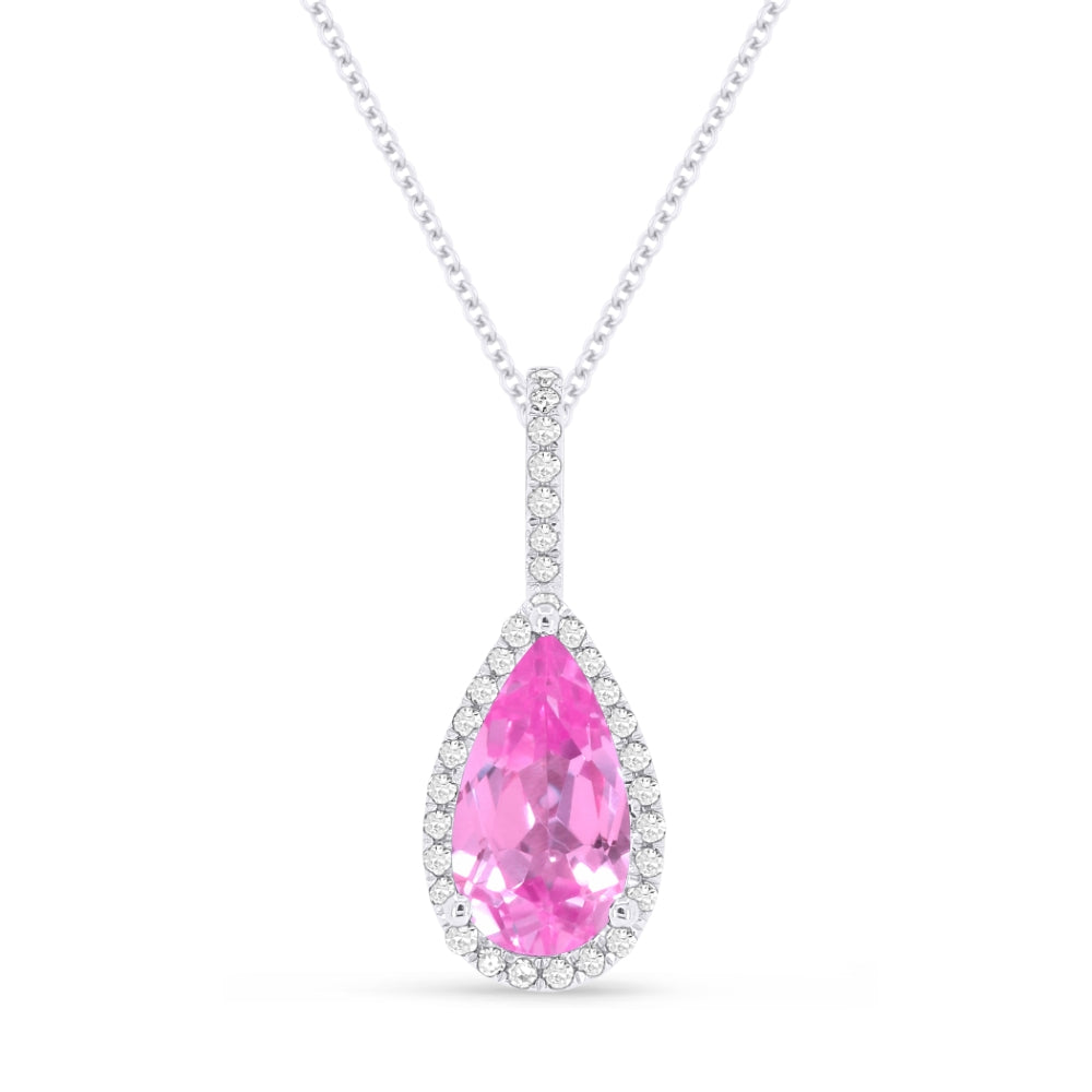Madison L 14K White Gold Created Pink Sapphire Pear Pendant - style N1530PCW