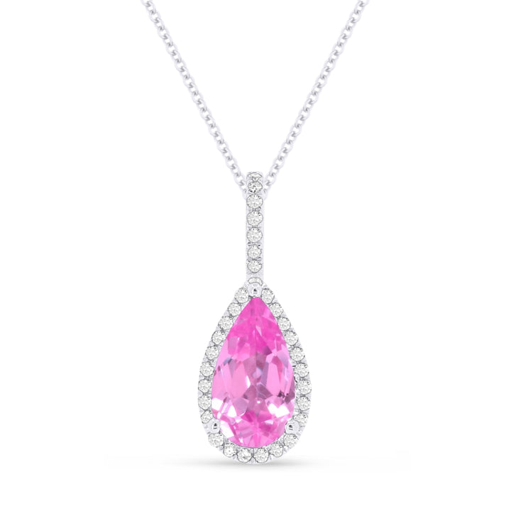 Madison L 14K White Gold Created Pink Sapphire Pear Pendant - style N1530PCW