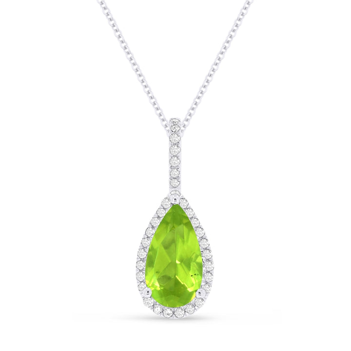 Madison L 14K White Gold Peridot Pear Pendant - style N1530PRW