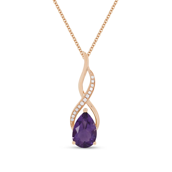 Madison L 14K Rose Gold Amethyst Oval Pendant - style N1531AMP
