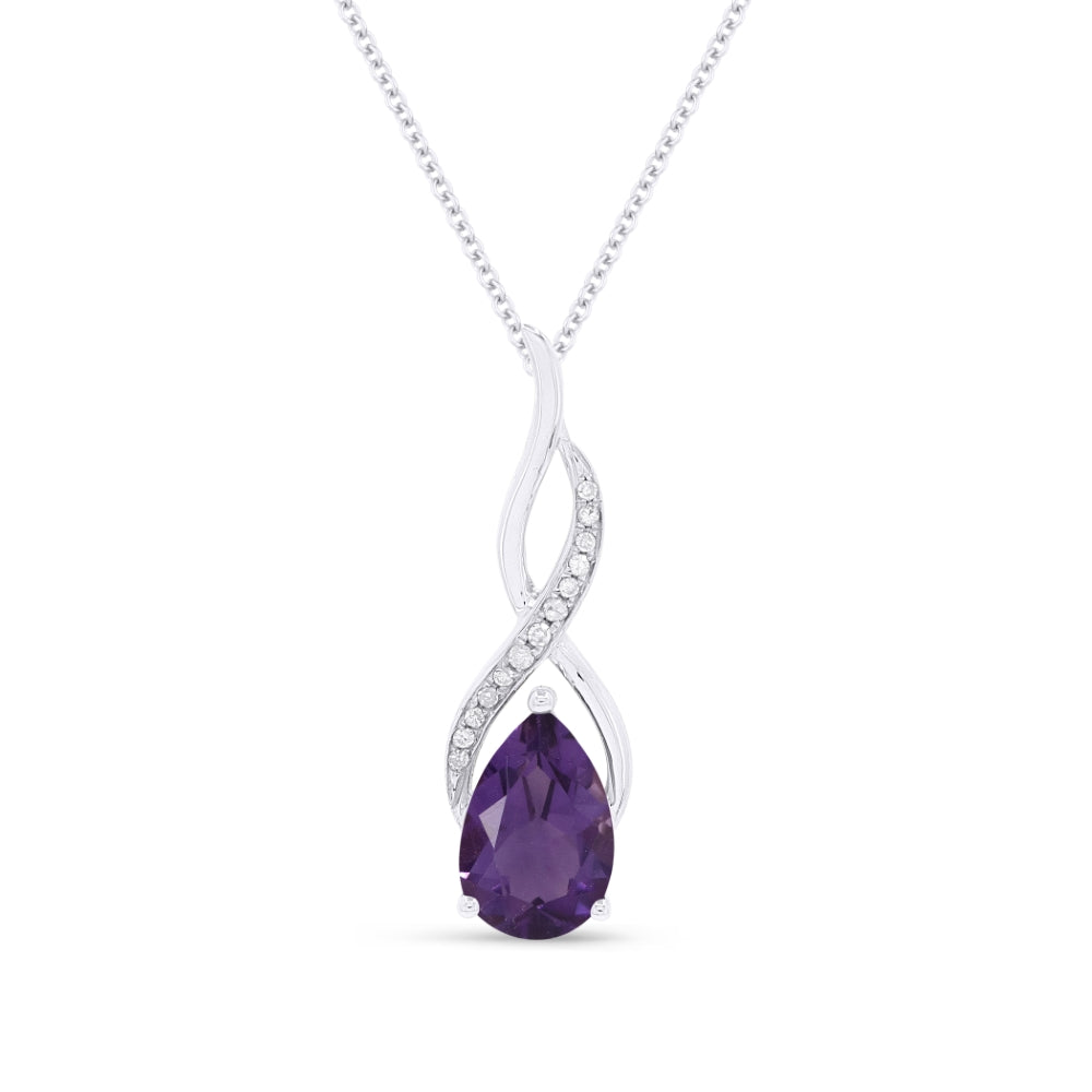 Madison L 14K White Gold Amethyst Oval Pendant - style N1531AMW