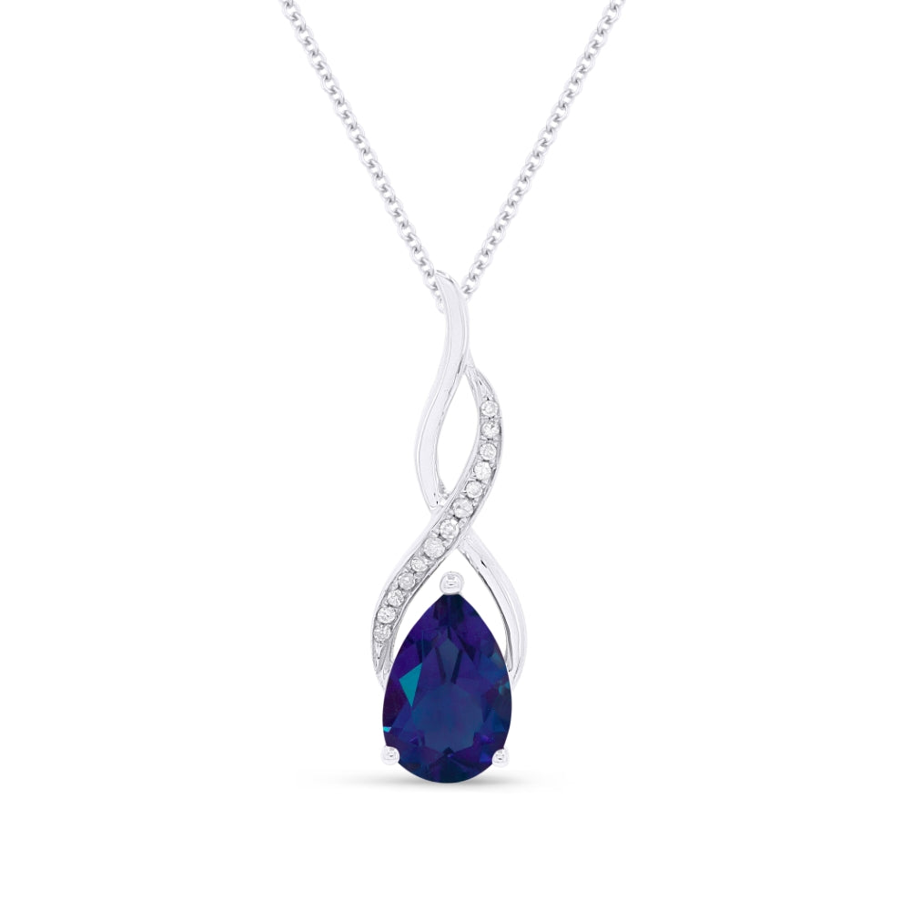 Madison L 14K White Gold Created Sapphire Oval Pendant - style N1531BCW