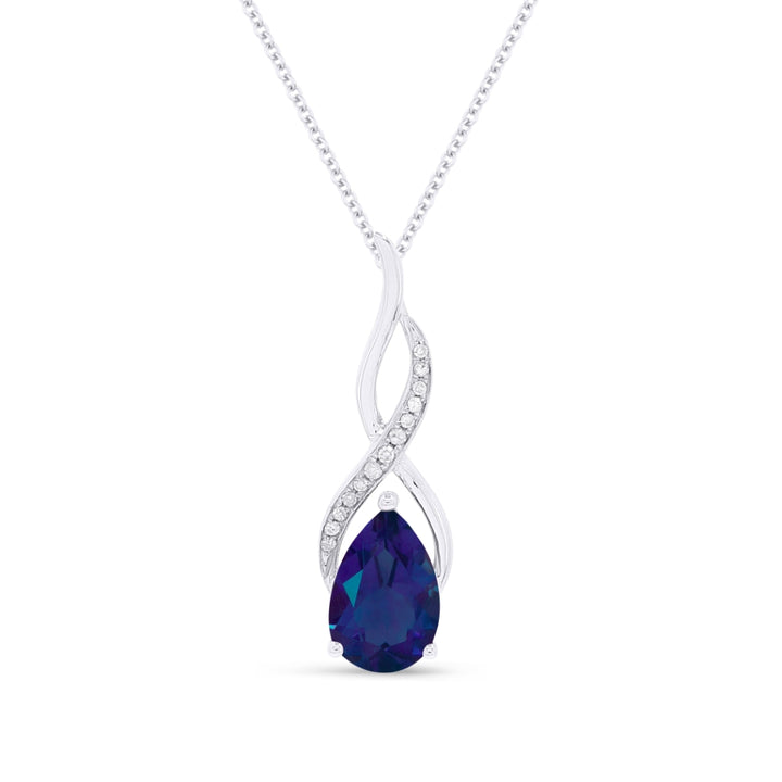 Madison L 14K White Gold Created Sapphire Oval Pendant - style N1531BCW