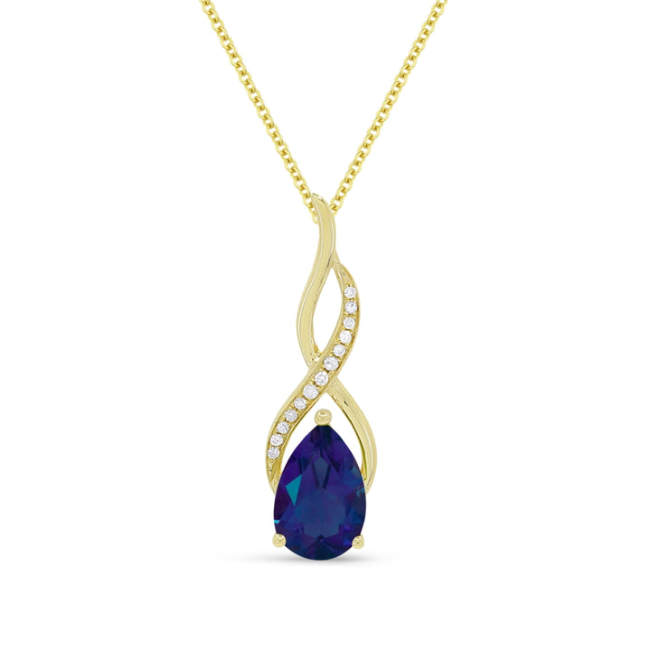 Madison L 14K Yellow Gold Created Sapphire Oval Pendant - style N1531BCY