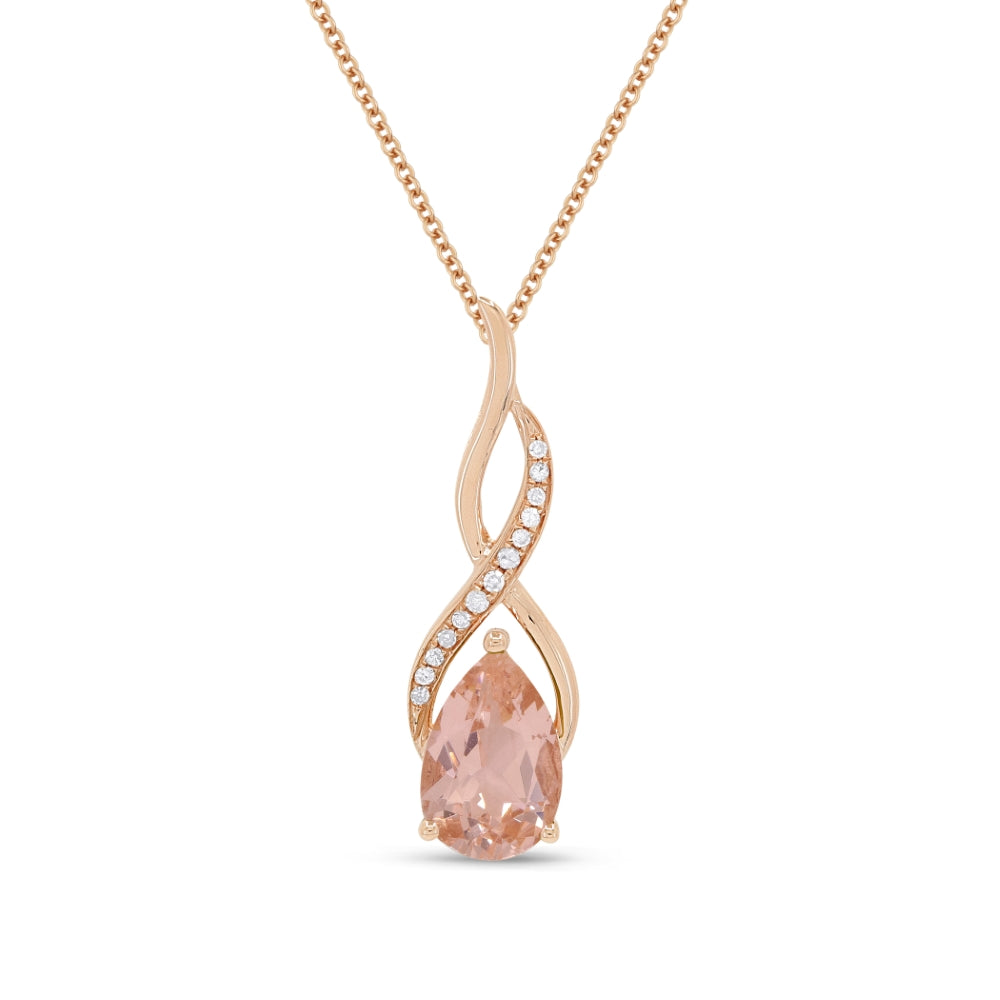 Madison L 14K Rose Gold Created Morganite Oval Pendant - style N1531CMGP