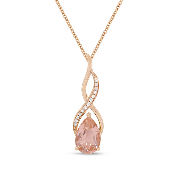 Madison L 14K Rose Gold Created Morganite Oval Pendant - style N1531CMGP