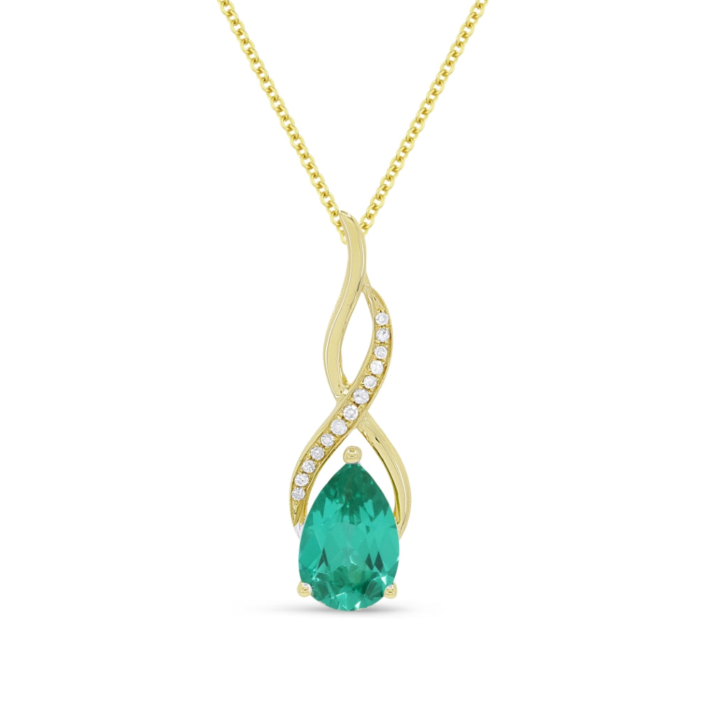 Madison L 14K Yellow Gold Created Tourmaline Paraiba Oval Pendant - style N1531CPARY