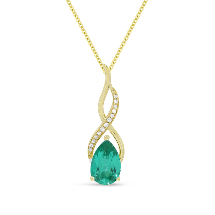 Madison L 14K Yellow Gold Created Tourmaline Paraiba Oval Pendant - style N1531CPARY