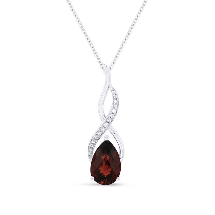 Madison L 14K White Gold Garnet Oval Pendant - style N1531GAW