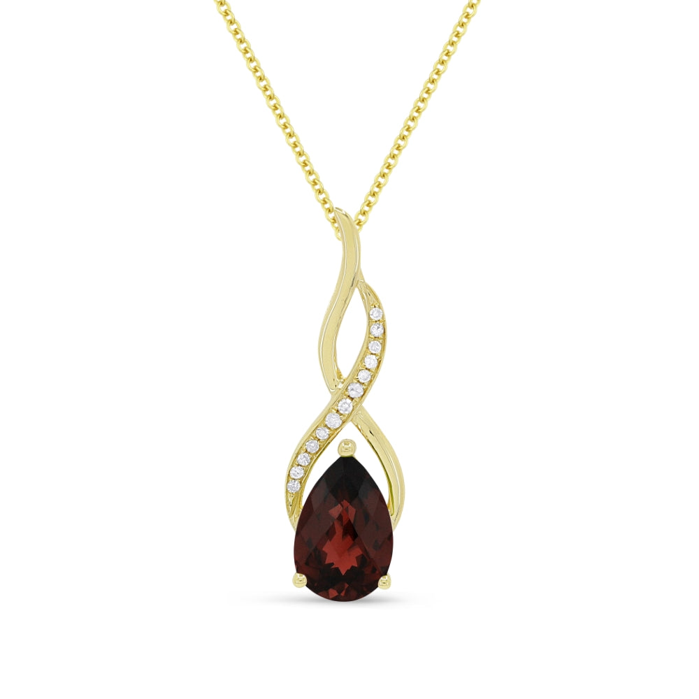 Madison L 14K Yellow Gold Garnet Oval Pendant - style N1531GAY