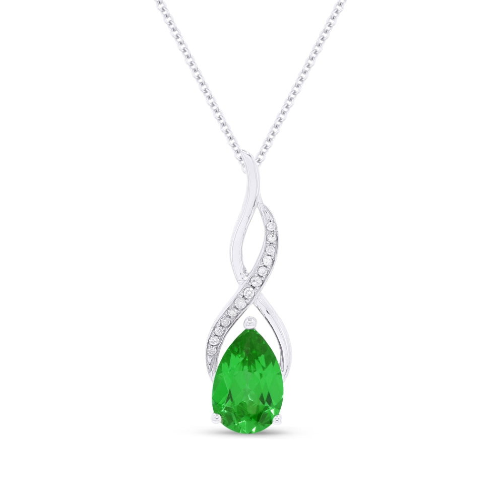 Madison L 14K White Gold Created Emerald Oval Pendant - style N1531GCW