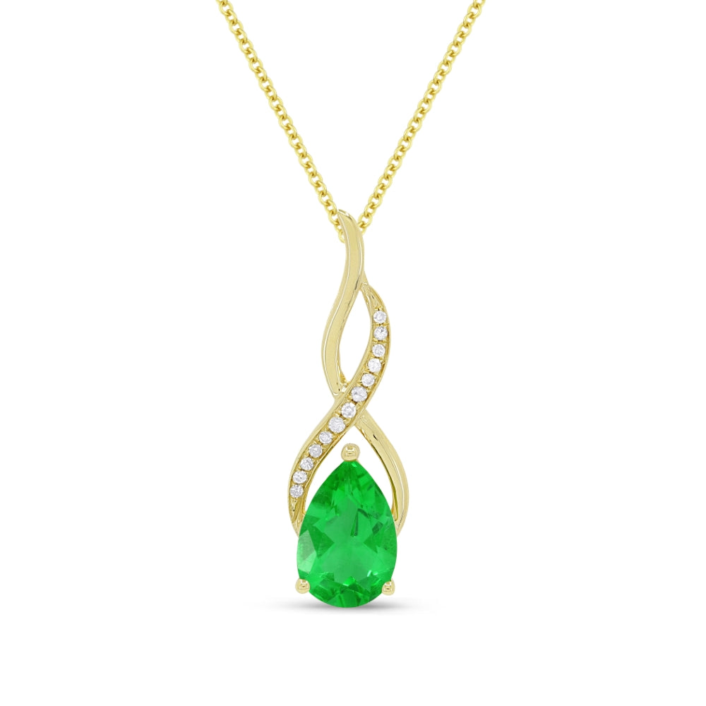 Madison L 14K Yellow Gold Created Emerald Oval Pendant - style N1531GCY