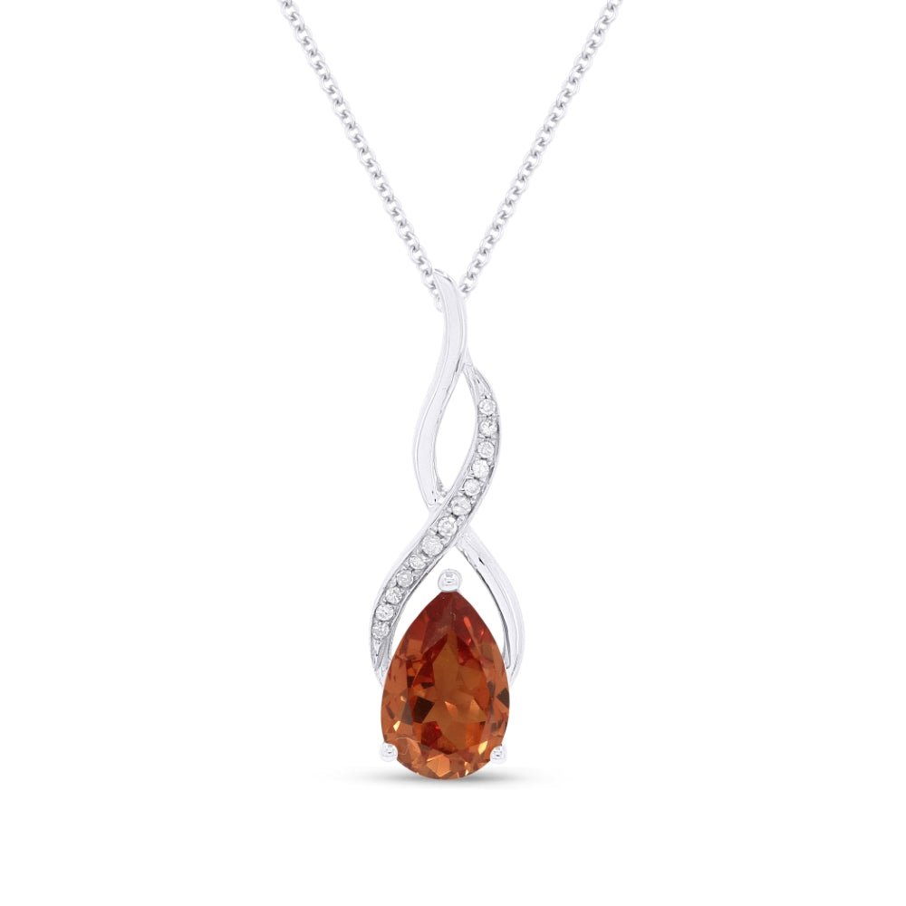 Madison L 14K White Gold Created Padparadscha Oval Pendant - style N1531OCW