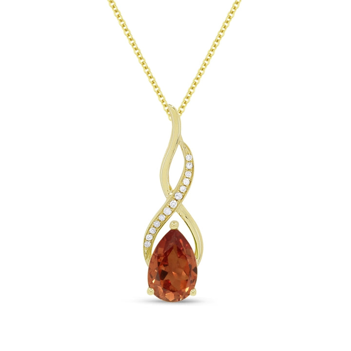 Madison L 14K Yellow Gold Created Padparadscha Oval Pendant - style N1531OCY